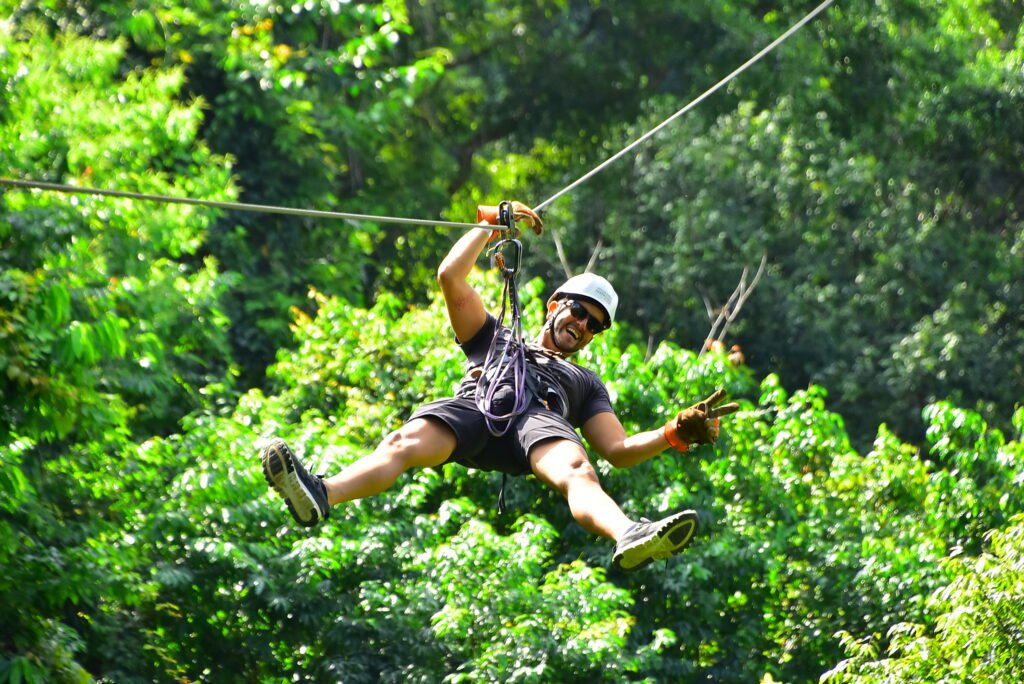 Zipline canopy tour through the forest, Costa Rica
